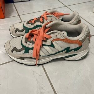 Adidas Sneakers with Coral and Green Accents